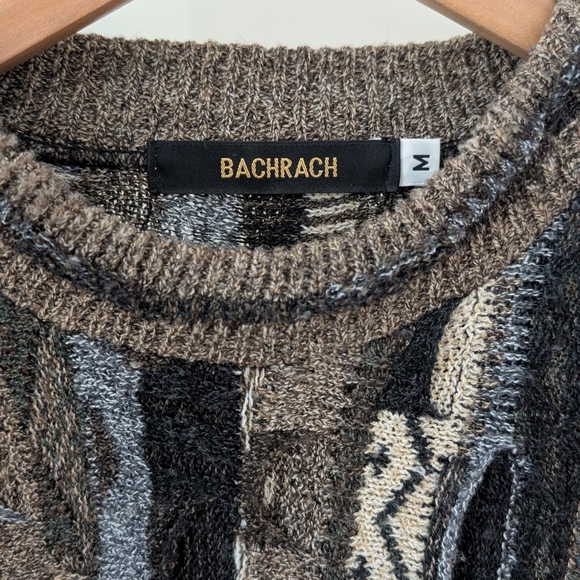 Vintage 90's Coogi Style Abstract Texture Chunky Crewneck Sweater In Tan/Black - Picture 8 of 8